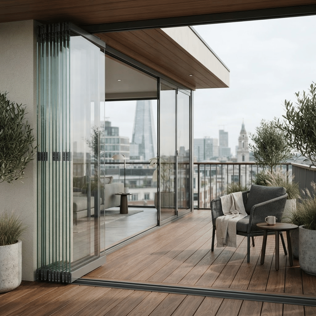 Katlanır cam balkon sistemi — temsilî görsel